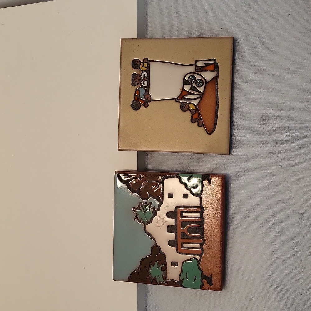 Vintage Cleo Teissedre Tile Coasters